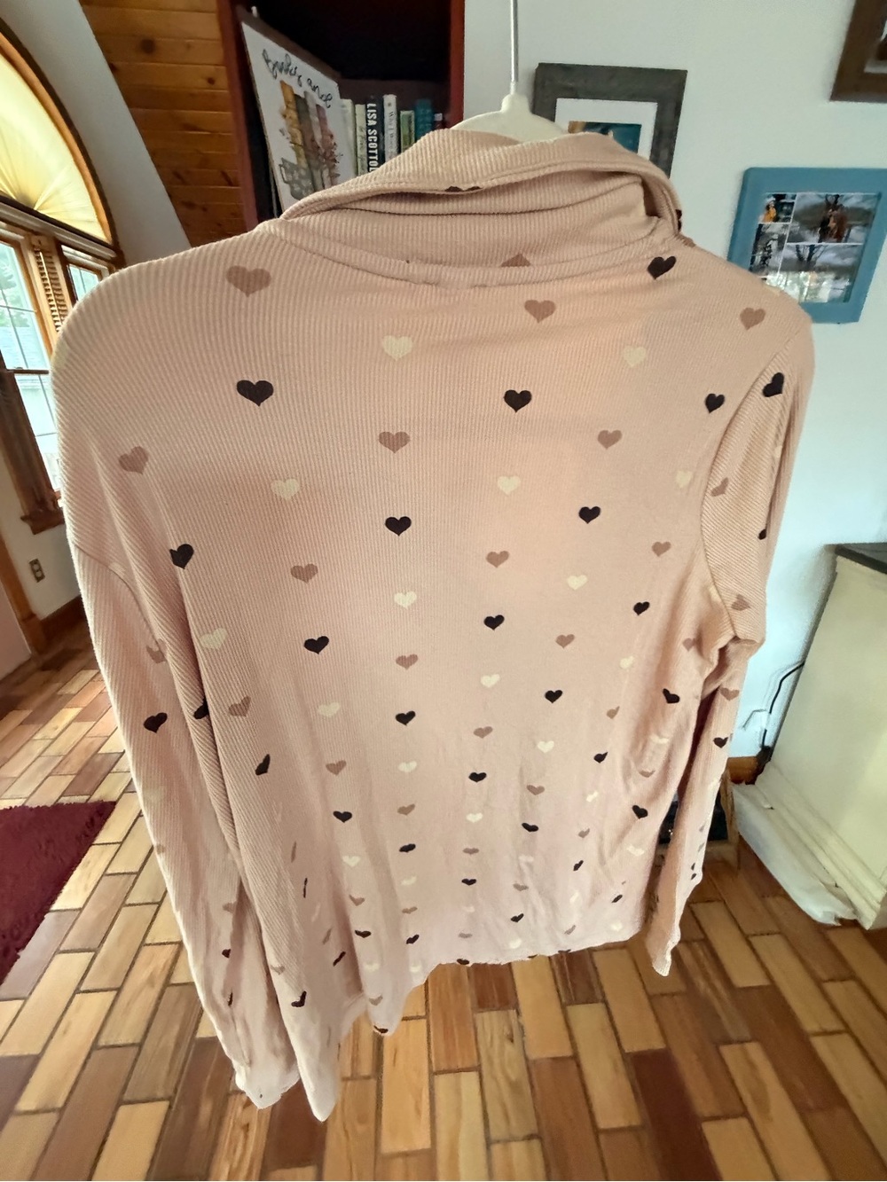 SKIMS Blush Heart-Print Ribbed Button-Front Pajama Top - Picture 4 of 4